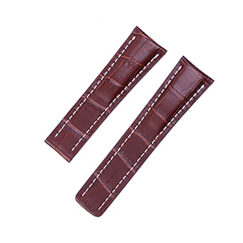 MSGBTGJM CAREG Uhren-Band-kompatibel mit Breitling Echtes Echtleder Männer Watch-Armbanduhr Zubehör Uhr Armband Gürtel Durable(Brown Band2,24mmWithLOGO) von MSGBTGJM