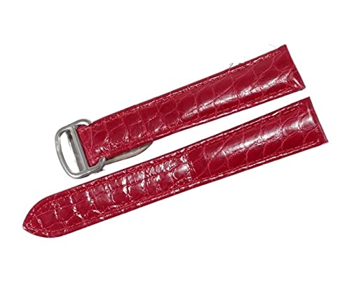 MSGBTGJM CAREG Uhrenzubehör Krokodil-Leder-Uhr-Armband mit Edelstahl-Faltschnalle kompatibel mit Cartier-Tank SOLO Serienriemen Durable(Red,16MM_ROSE GOLD BUCKLE) von MSGBTGJM