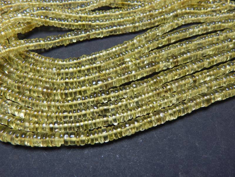 Natürliche Zitronenquarz, Super Feinste Qualität, 16 Zoll Strang Reifenform Glatte Perlen. | Größenvariation von MSGEMSSTONE