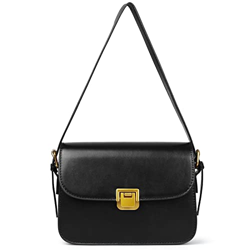 Damen Schultertasche Messenger Handtasche Preppy Style Female Crossbody Bag Retro Umschlag Geldbörse Designer Aktentasche, Schwarz von MSGHER