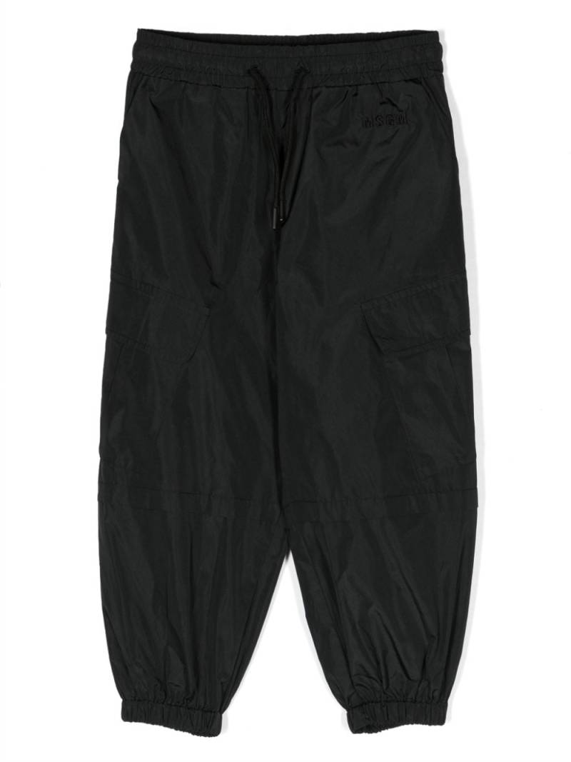 MSGM Kids Cargohose mit Logo-Stickerei - Schwarz von MSGM Kids