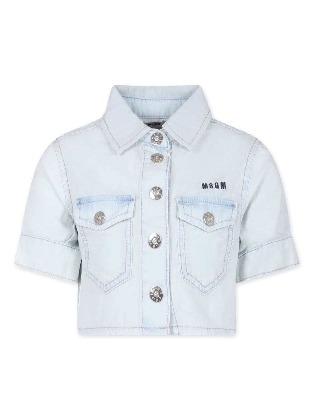 MSGM Kids Cropped-Hemd mit Logo-Stickerei - Blau von MSGM Kids