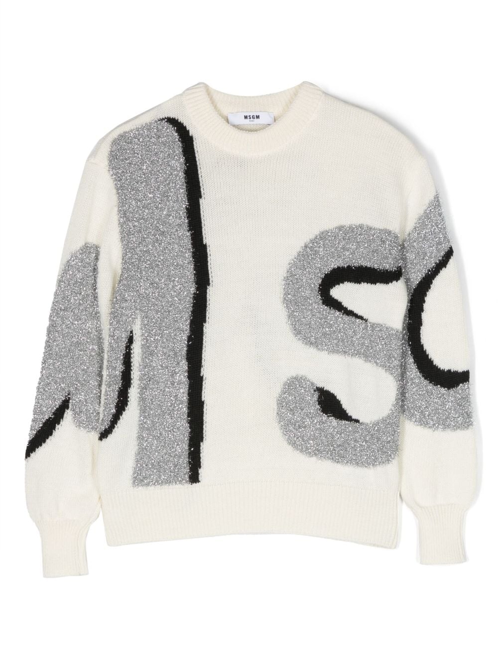 MSGM Kids Intarsien-Pullover mit Logo - Nude von MSGM Kids