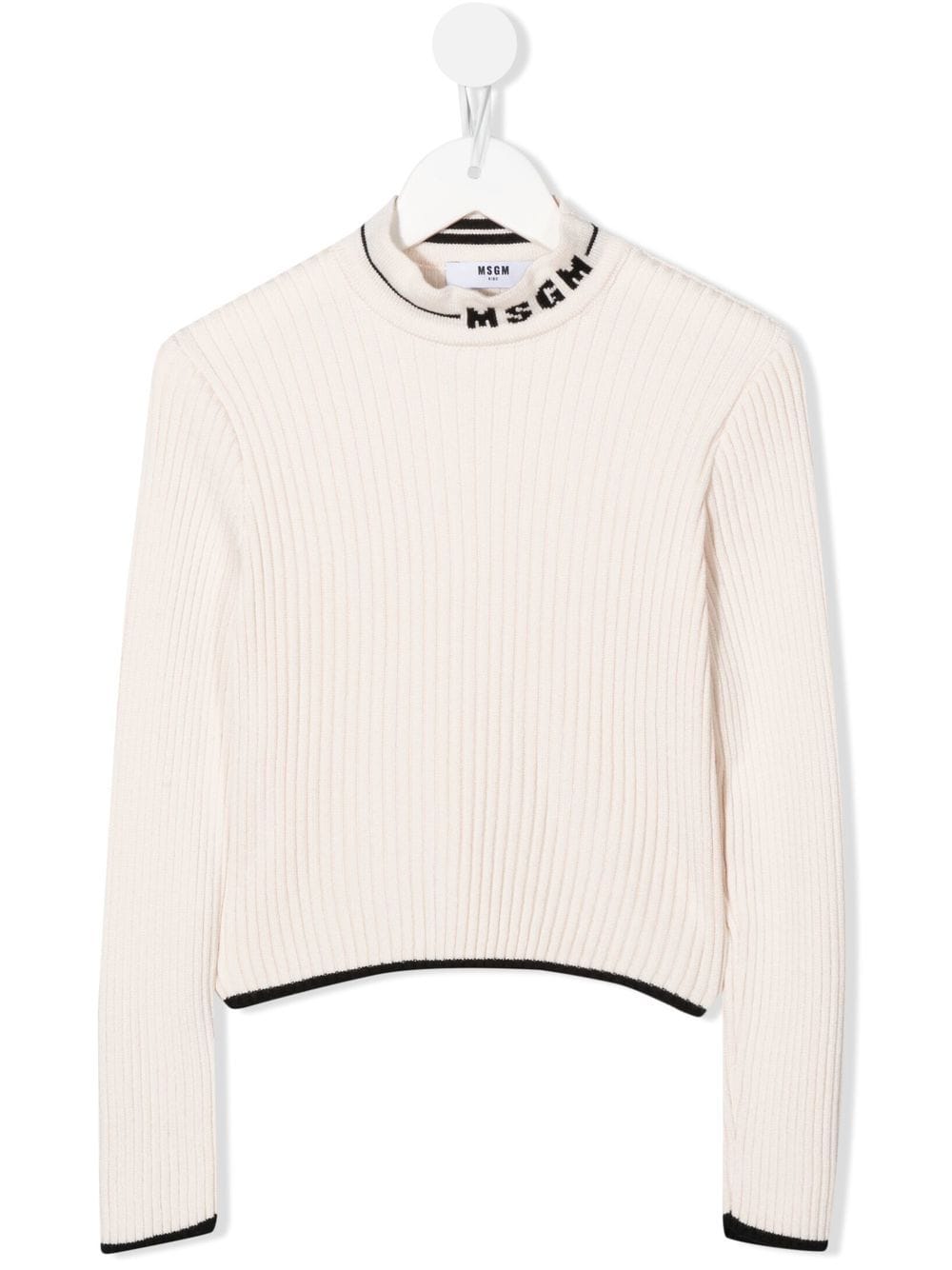 MSGM Kids Gerippter Pullover mit Intarsien-Kragen - Nude von MSGM Kids