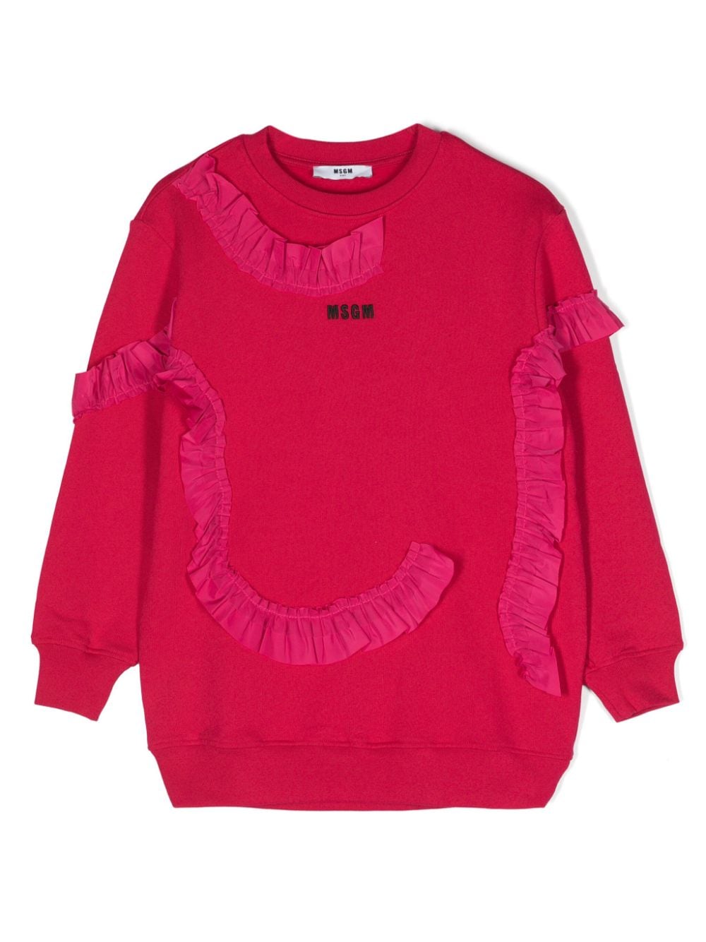 MSGM Kids Gerüschtes Sweatshirt mit Logo-Stickerei - Rosa von MSGM Kids