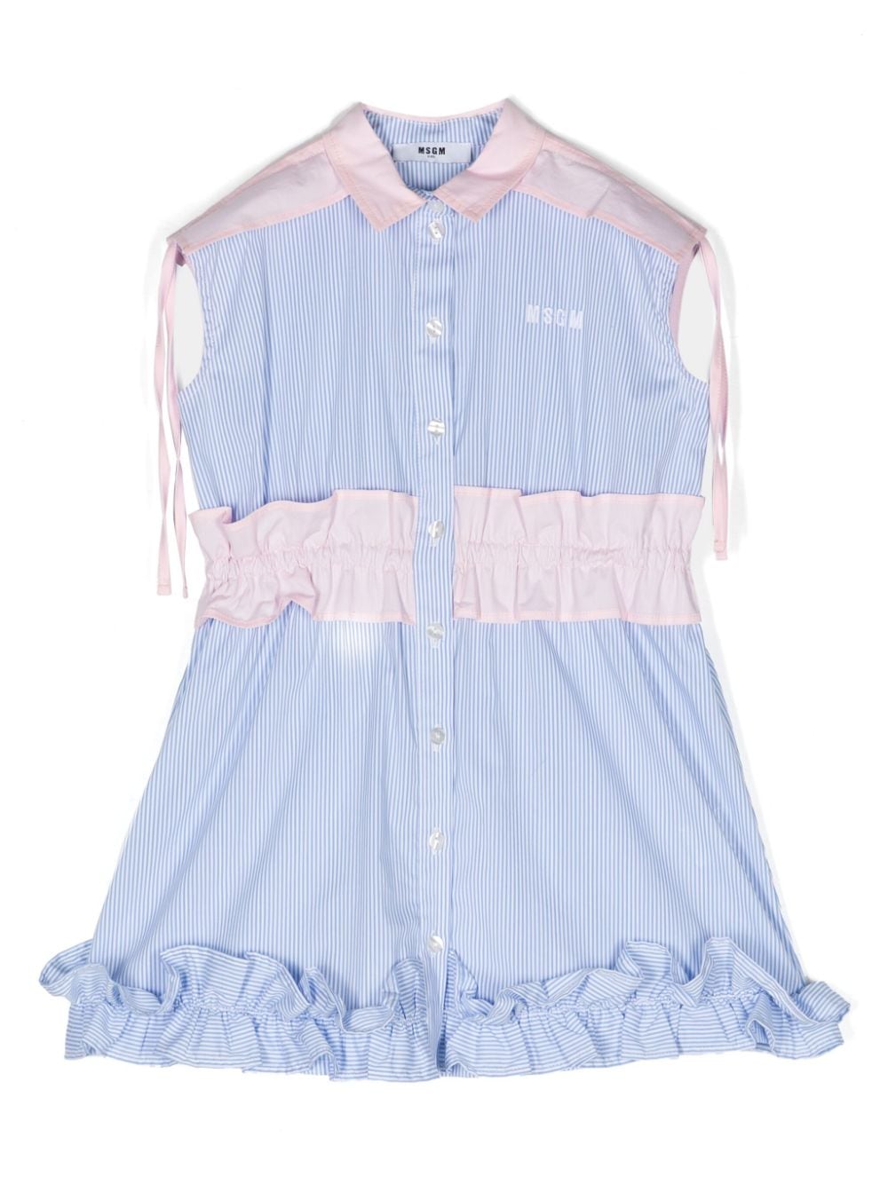 MSGM Kids Gestreiftes Popeline-Kleid - Blau von MSGM Kids