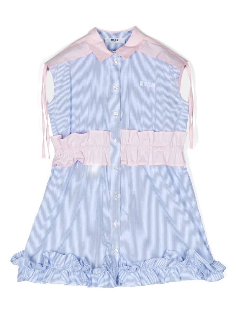 MSGM Kids Gestreiftes Popeline-Kleid - Blau von MSGM Kids