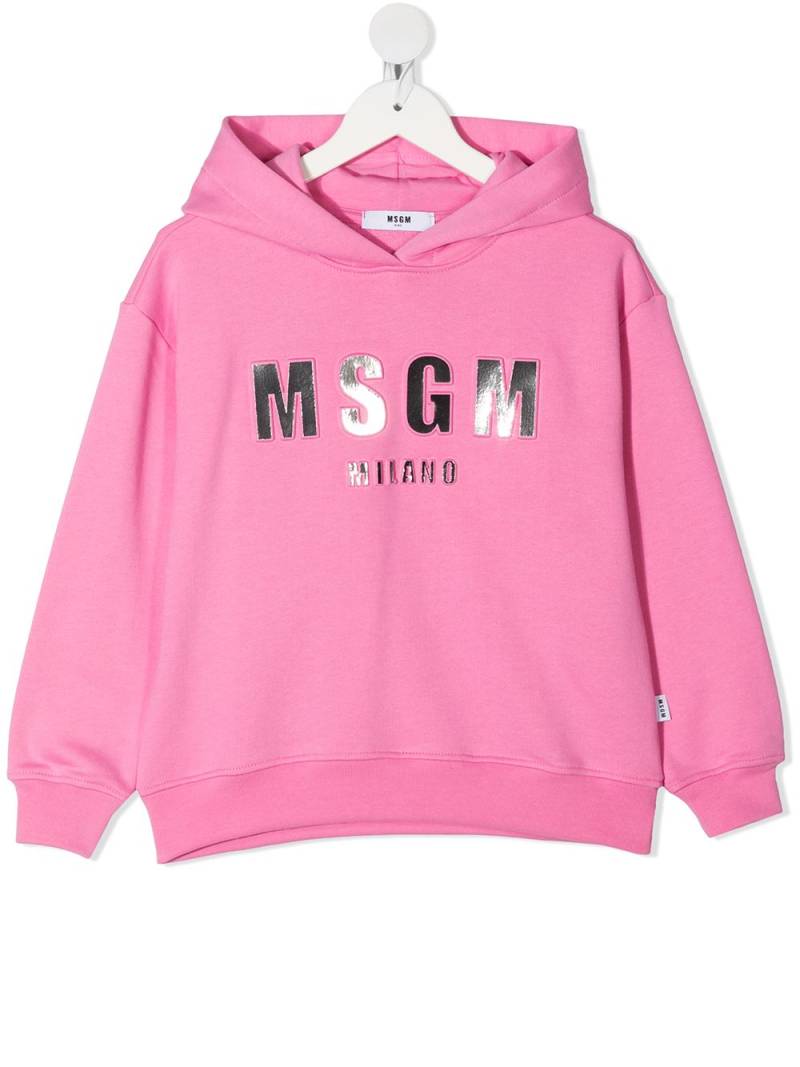 MSGM Kids Hoodie mit Metallic-Logo - Rosa von MSGM Kids