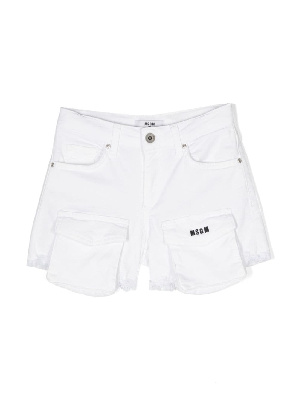 MSGM Kids Jeans-Shorts mit Logo-Stickerei - Weiß von MSGM Kids