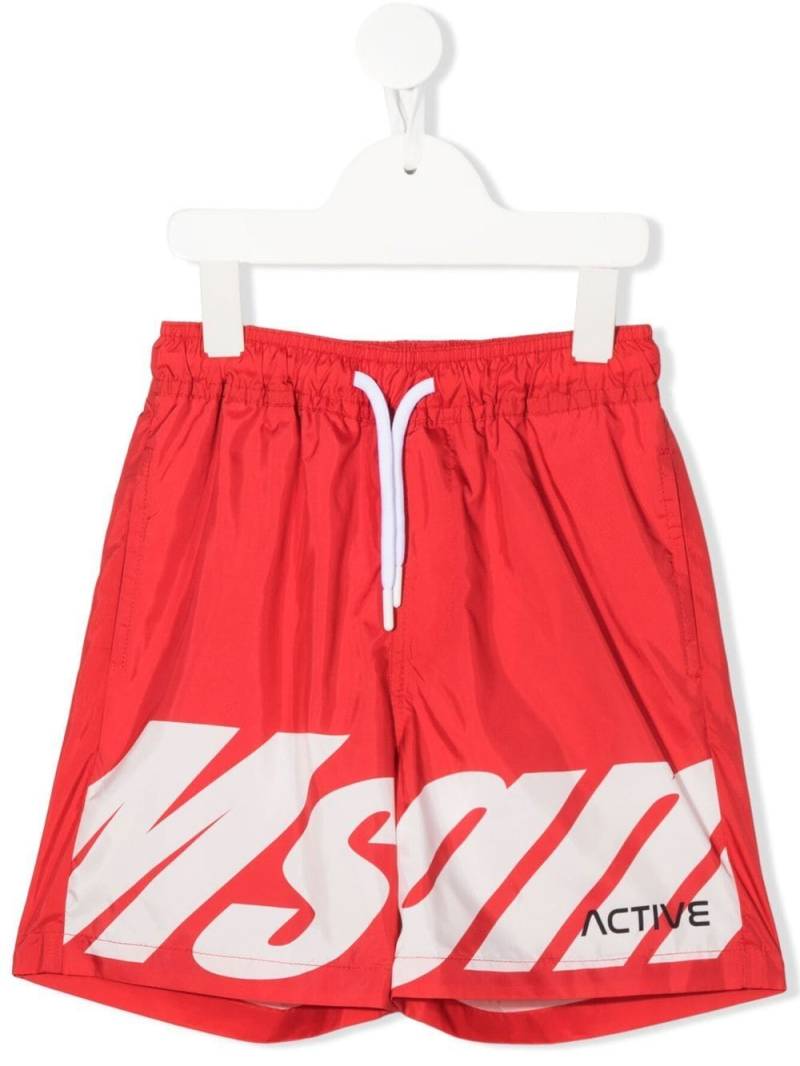 MSGM Kids Joggingshorts mit Logo-Print - Rot von MSGM Kids