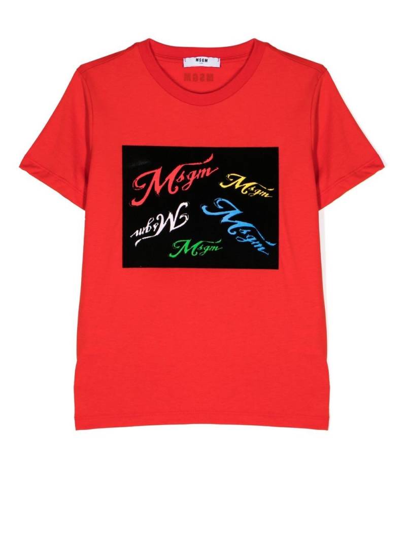 MSGM Kids T-Shirt mit Logo-Print - Rot von MSGM Kids