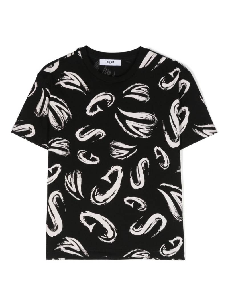 MSGM Kids T-Shirt mit Logo-Print - Schwarz von MSGM Kids