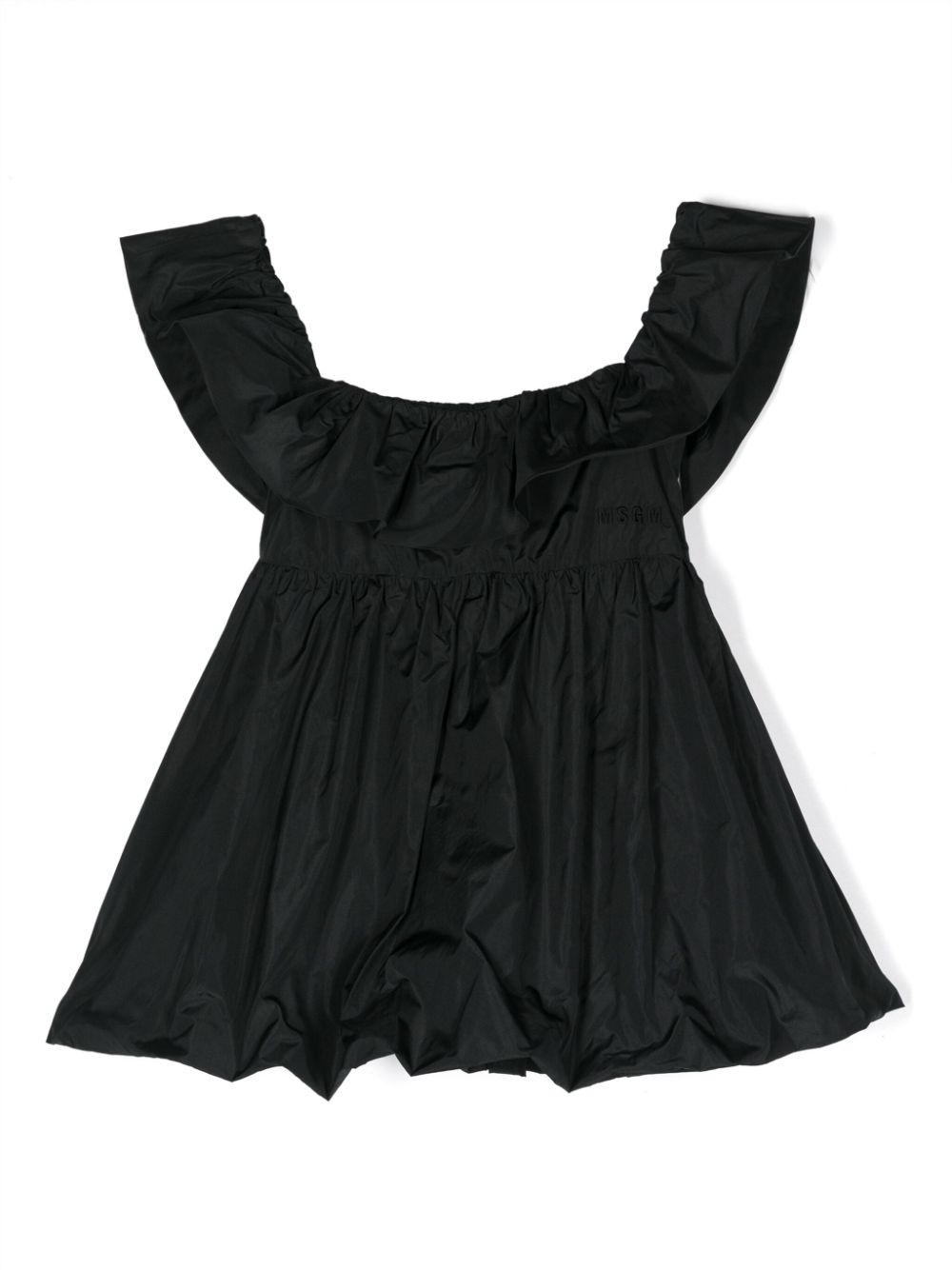 MSGM Kids Taftkleid mit Logo-Stickerei - Schwarz von MSGM Kids