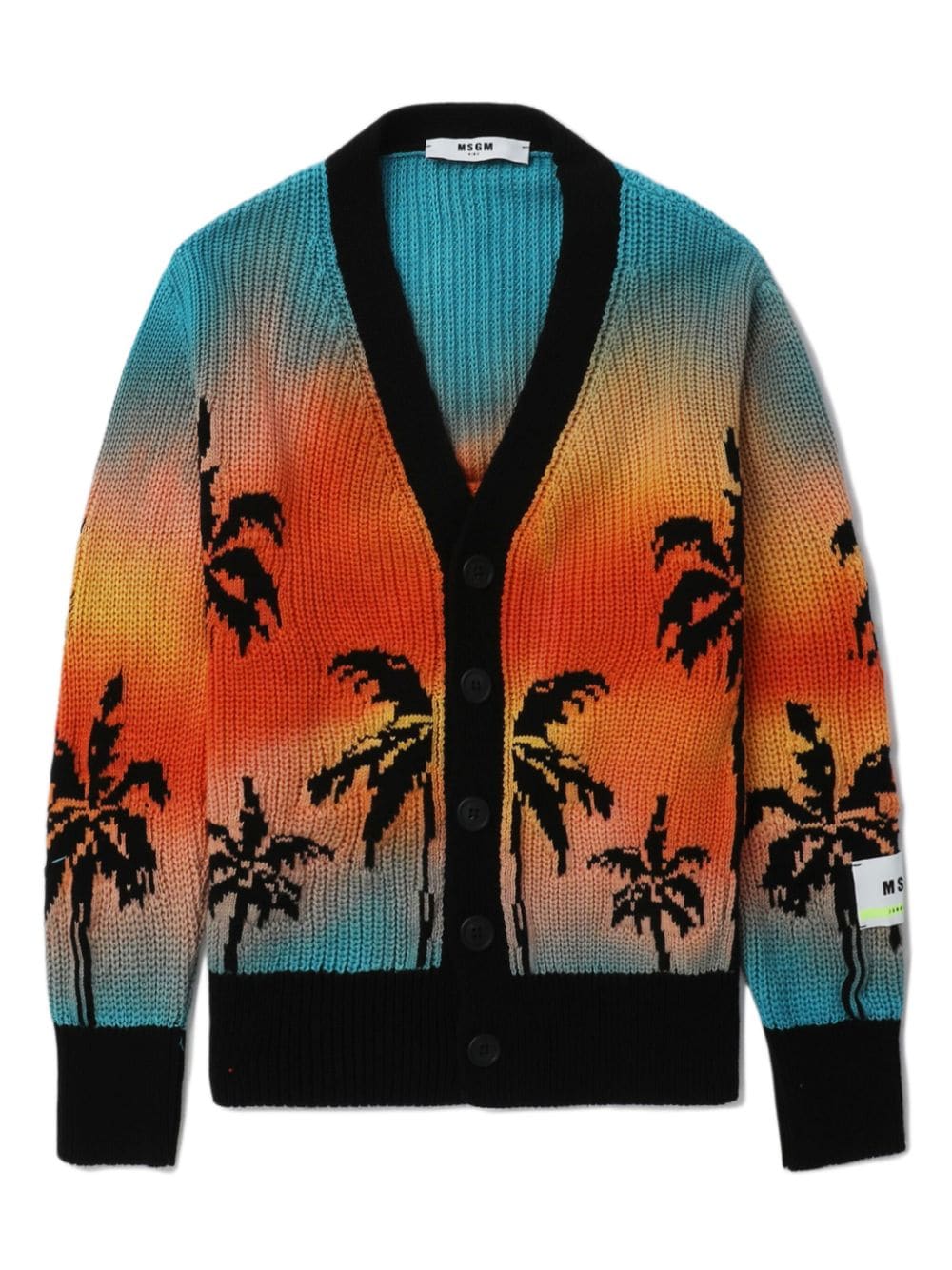 MSGM Kids V-Ausschnitt-Cardigan mit Palmenmuster - Schwarz von MSGM Kids