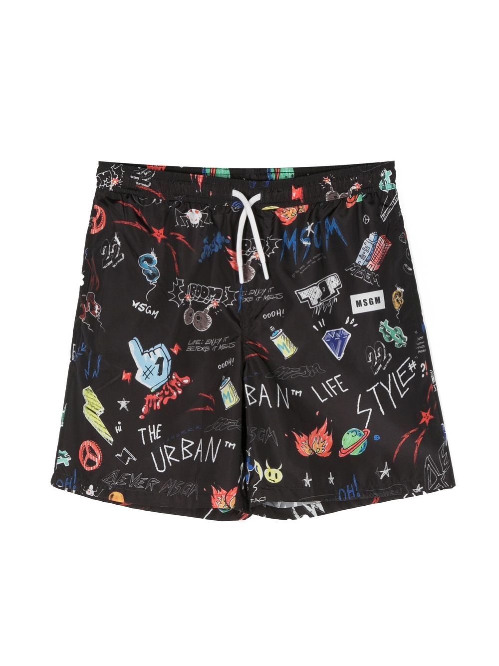 MSGM Kids Badeshorts mit grafischem Print - Schwarz von MSGM Kids