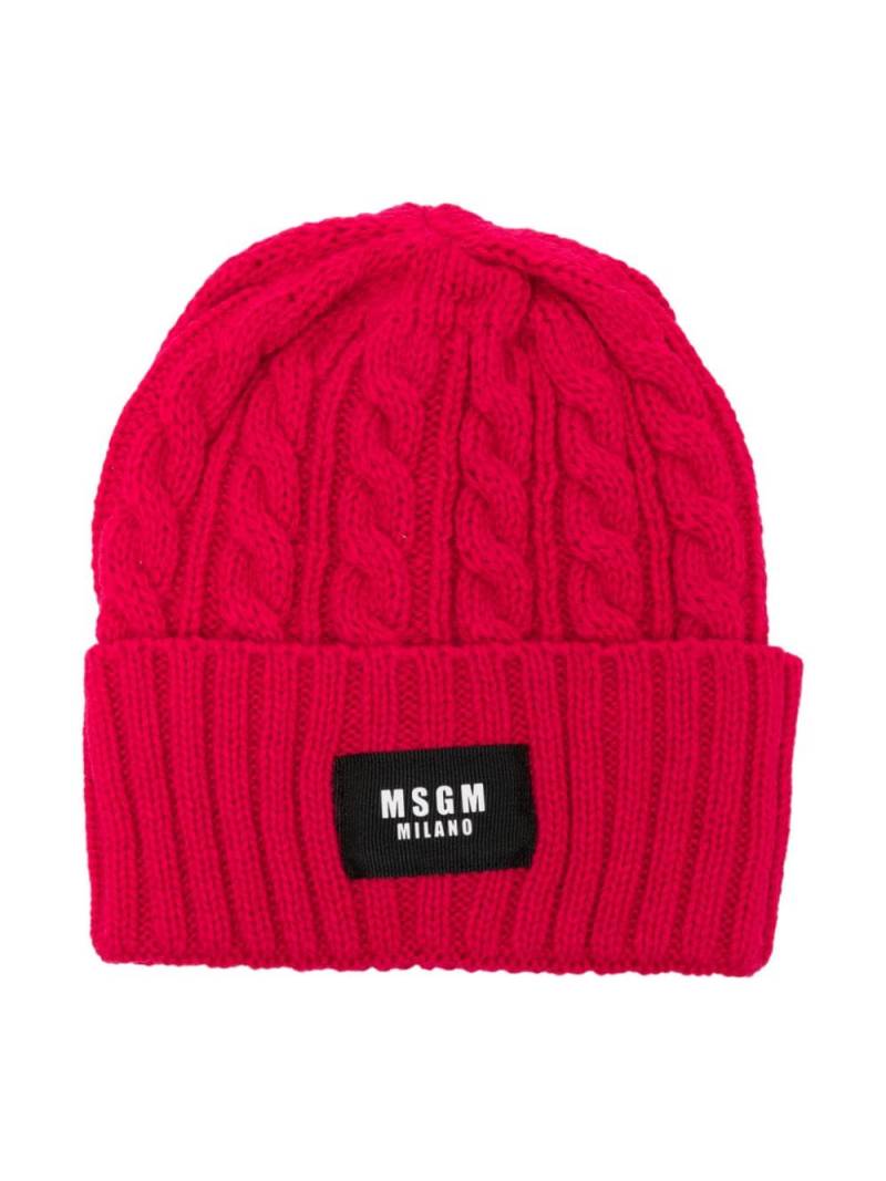 MSGM Kids Beanie mit Zopfmuster - Rosa von MSGM Kids