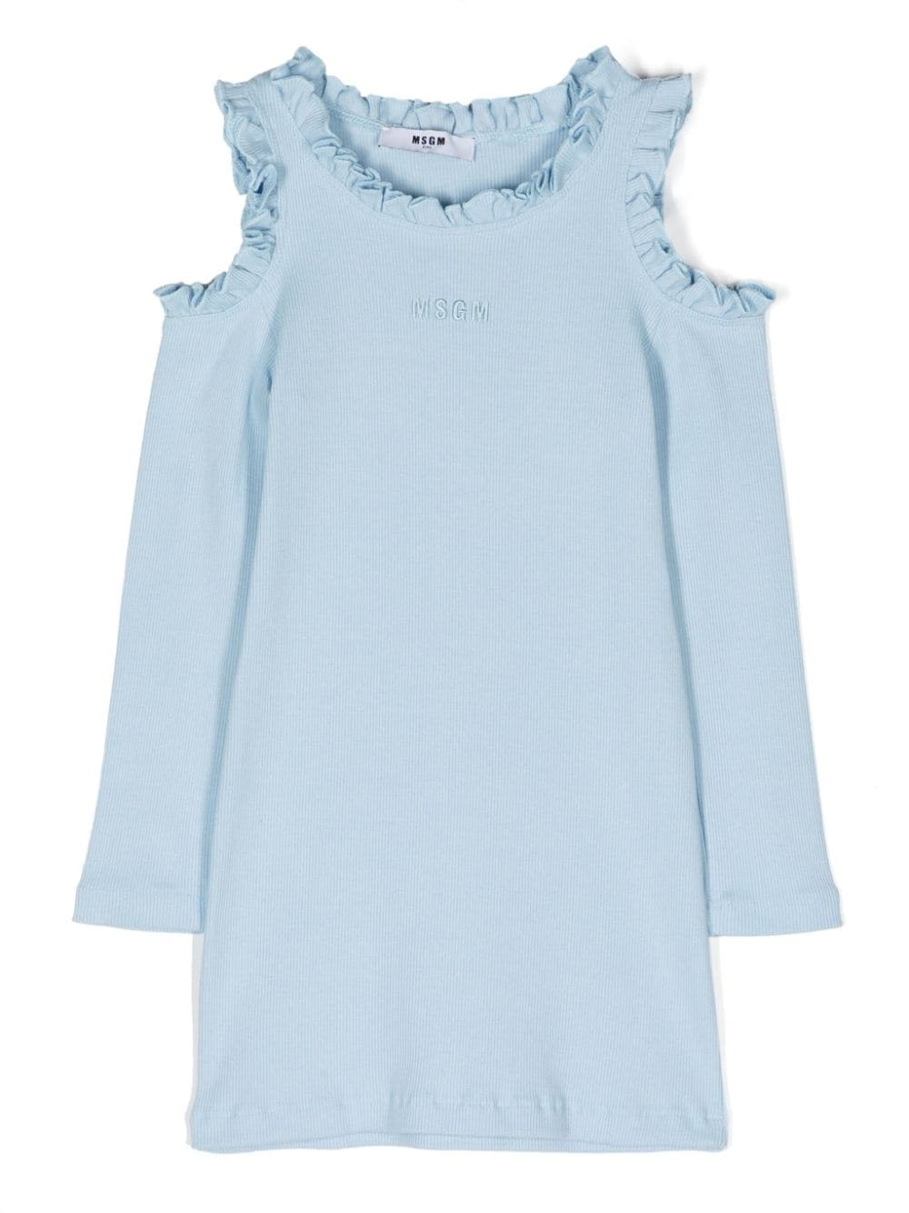 MSGM Kids Schulterfreies Kleid aus Rippstrick - Blau von MSGM Kids