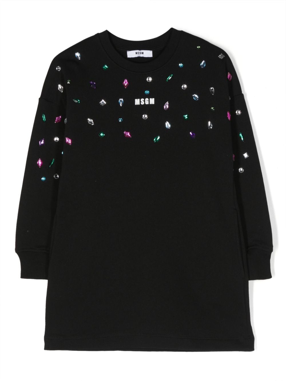 MSGM Kids Sweatshirtkleid mit Kristallen - Schwarz von MSGM Kids