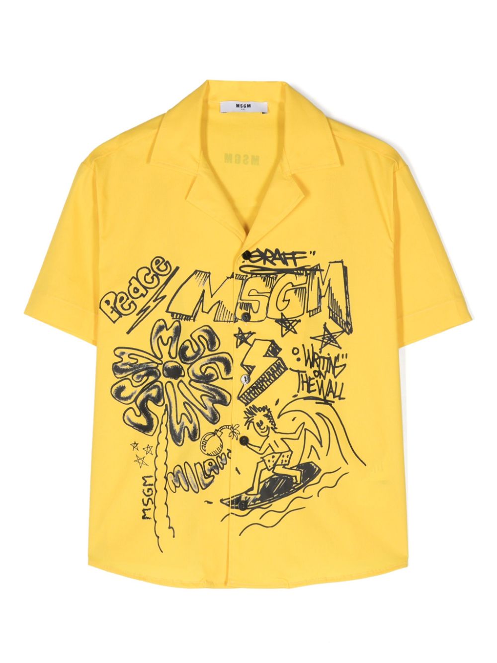 MSGM Kids doodle-print bowling shirt - Gelb von MSGM Kids