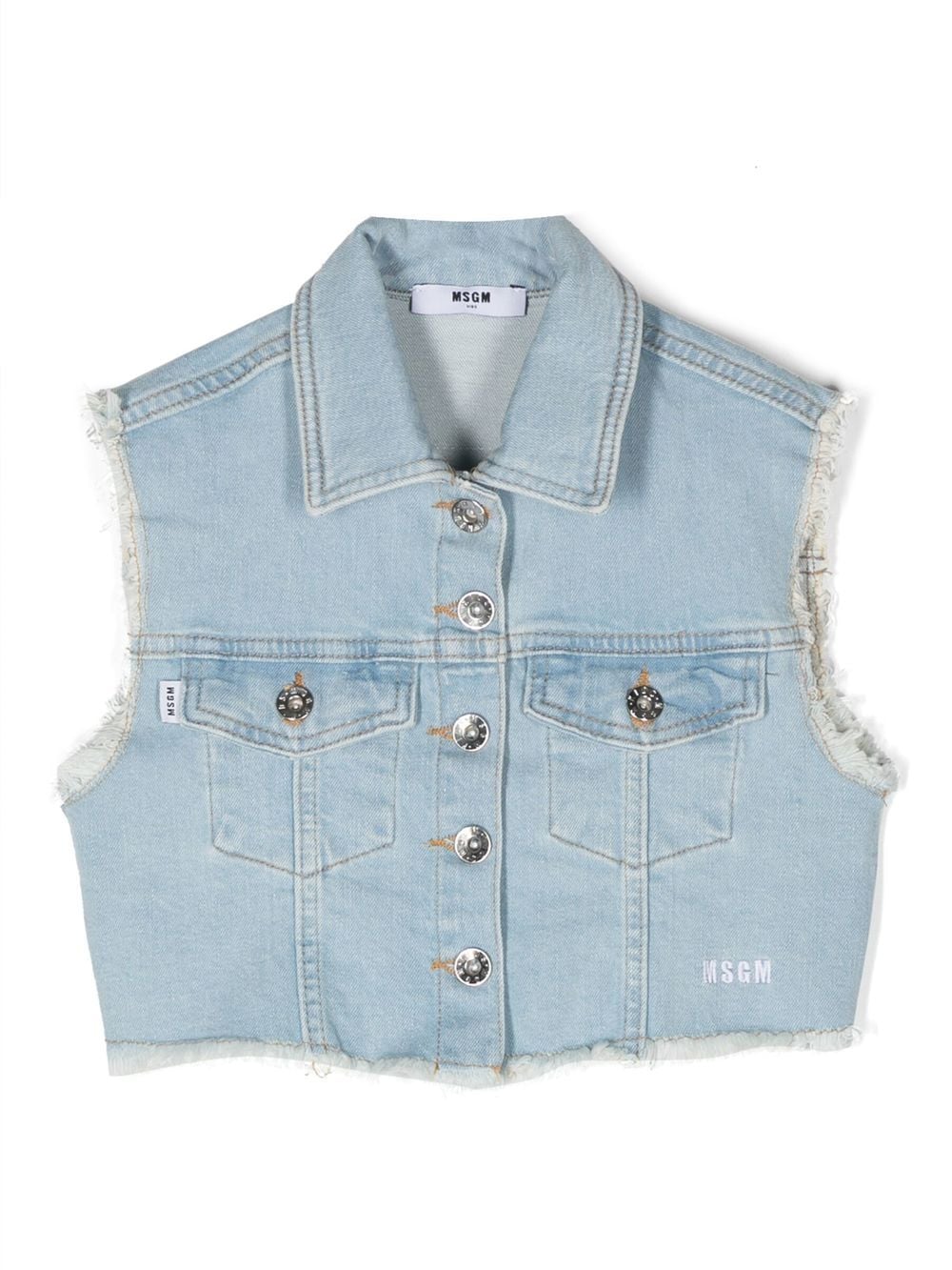 MSGM Kids Jeansweste mit ausgefransten Kanten - Blau von MSGM Kids