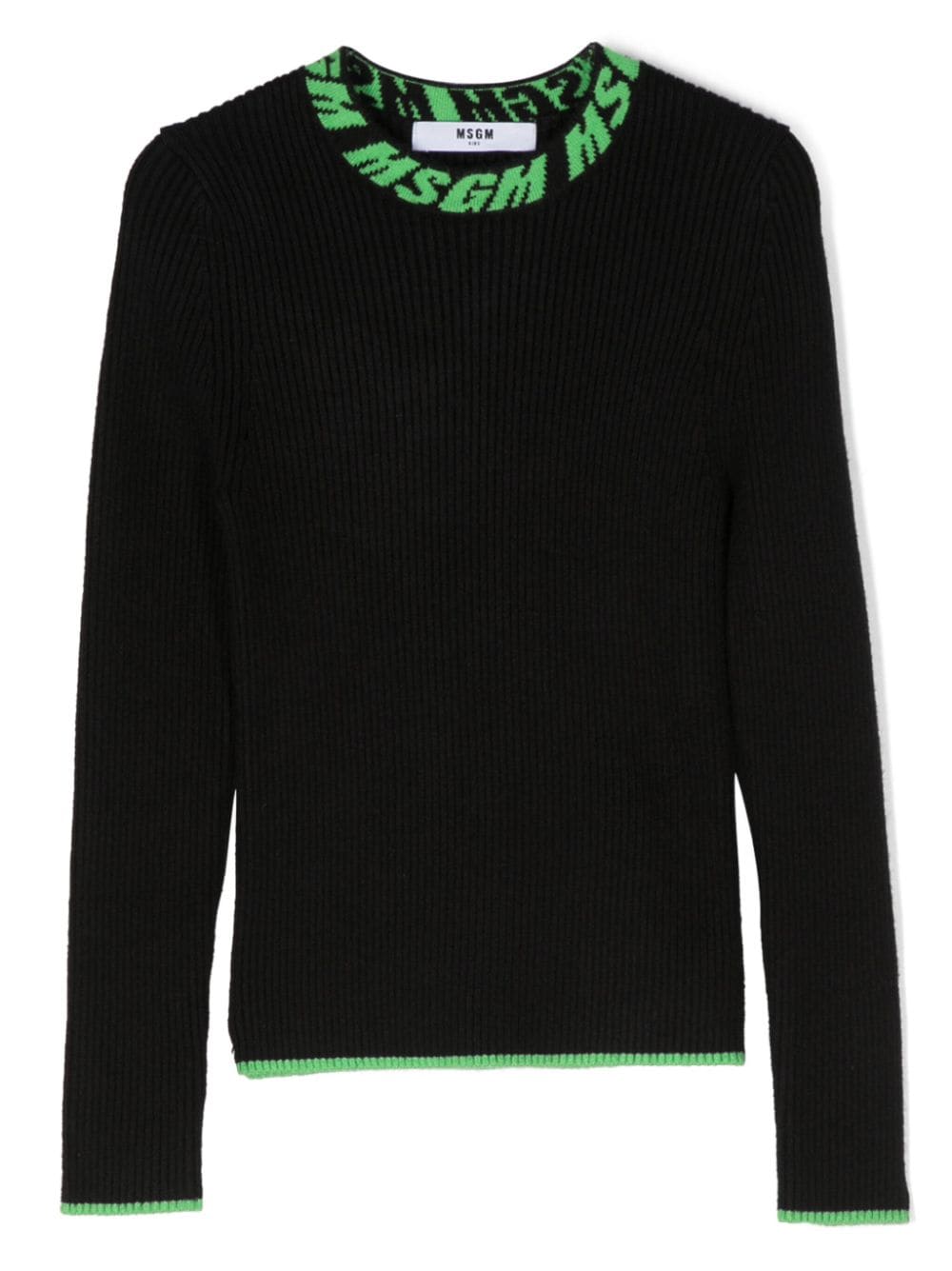 MSGM Kids Gerippter Intarsien-Pullover - Schwarz von MSGM Kids