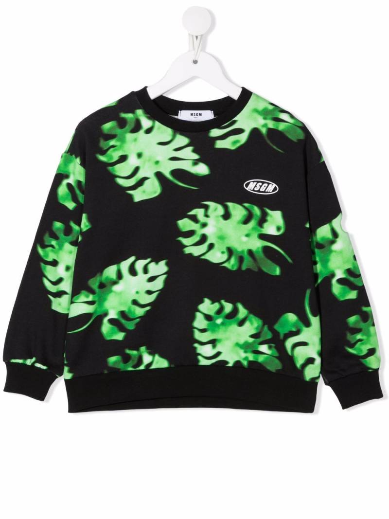 MSGM Kids Sweatshirt mit Blatt-Print - Grün von MSGM Kids