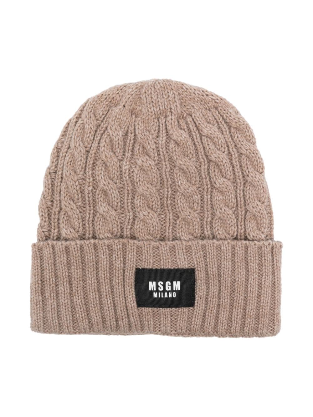 MSGM Kids Beanie mit Zopfmuster - Nude von MSGM Kids