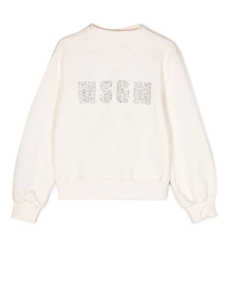 MSGM Kids Sweatshirt mit Logo-Verzierung - Nude von MSGM Kids