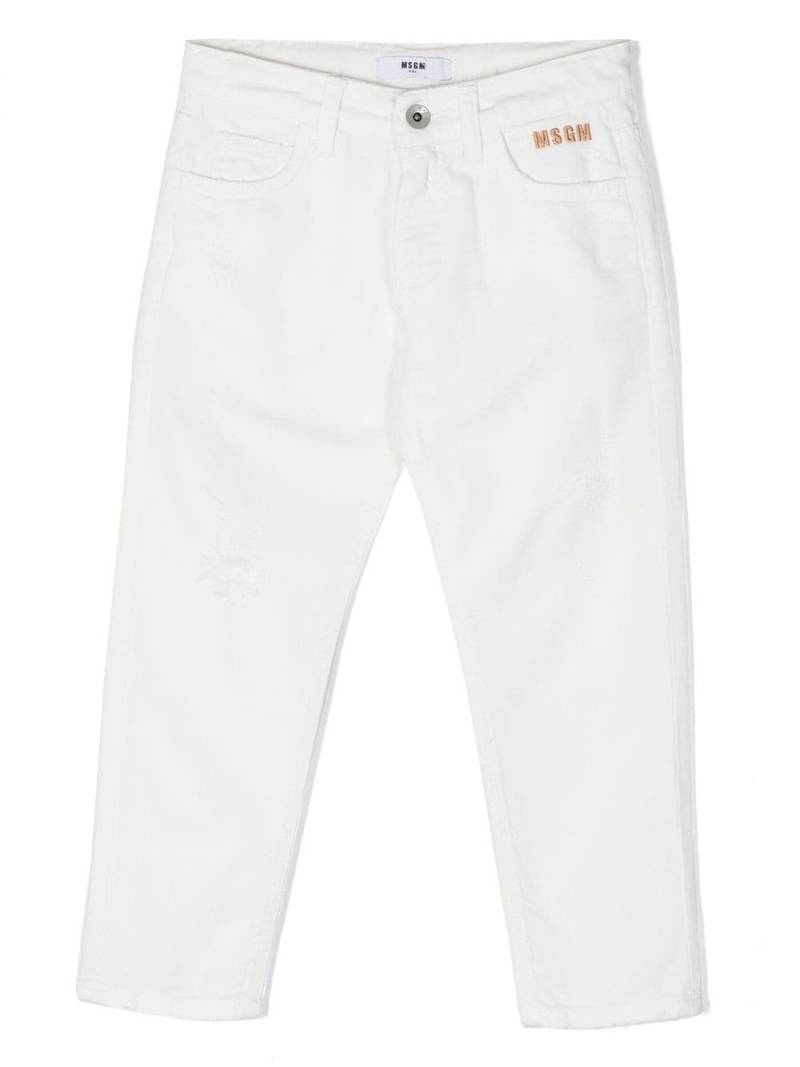 MSGM Kids Jeans mit Logo-Stickerei - Weiß von MSGM Kids