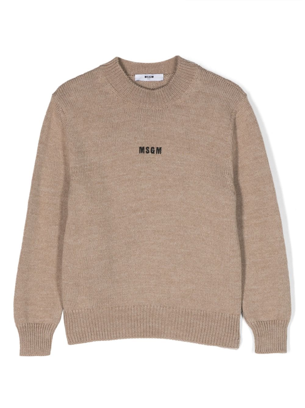 MSGM Kids Gestrickter Pullover mit Logo-Stickerei - Nude von MSGM Kids