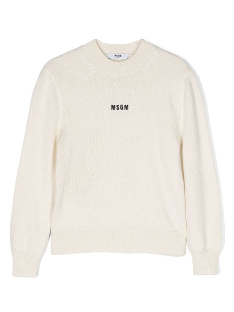 MSGM Kids Gestrickter Pullover mit Logo-Stickerei - Nude von MSGM Kids