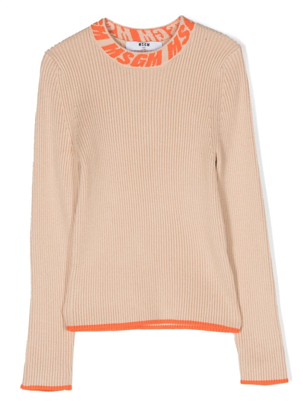 MSGM Kids Gestrickter Pullover mit Logo-Stickerei - Nude von MSGM Kids