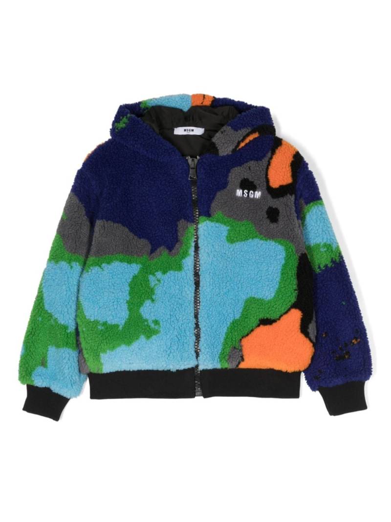 MSGM Kids Shearling-Jacke mit Logo-Stickerei - Blau von MSGM Kids