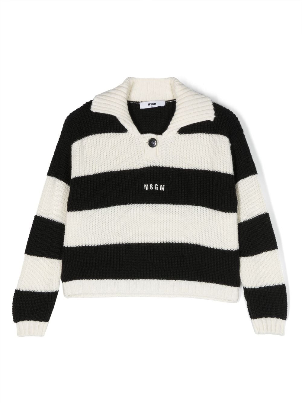 MSGM Kids Gestreifter Pullover mit Logo-Stickerei - Weiß von MSGM Kids