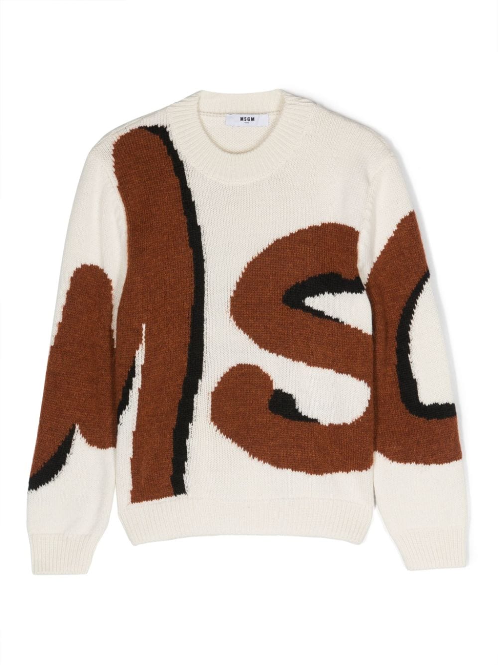 MSGM Kids Pullover mit Intarsien-Logo - Nude von MSGM Kids