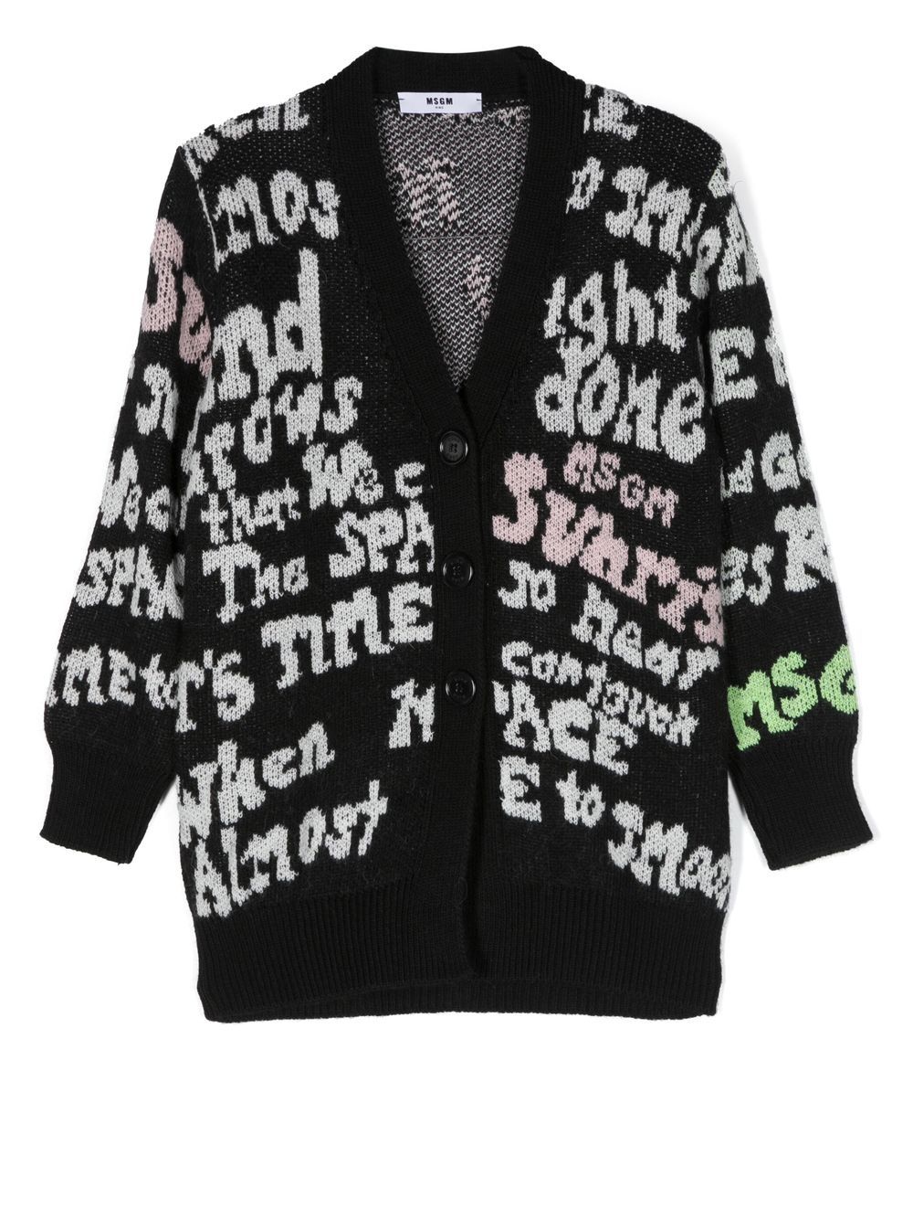 MSGM Kids Intarsien-Cardigan mit Logo - Schwarz von MSGM Kids