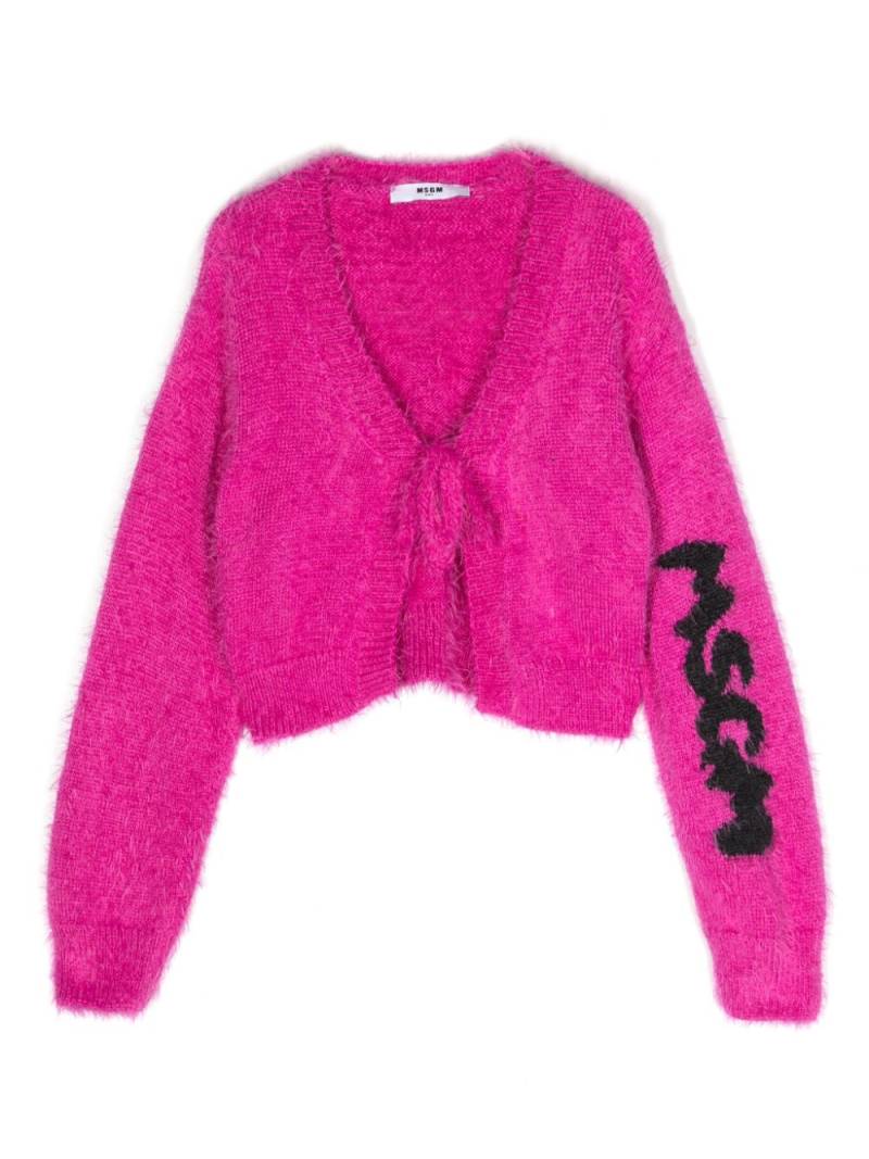 MSGM Kids Cardigan mit Intarsien-Logo - Rosa von MSGM Kids