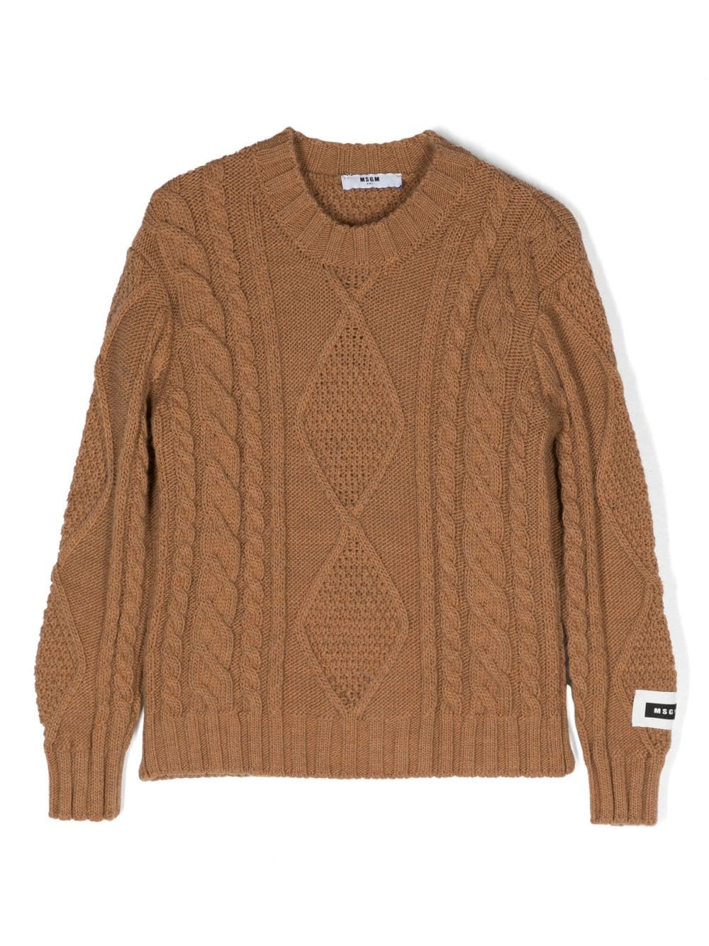 MSGM Kids Pullover mit Aran-Strickmuster - Braun von MSGM Kids