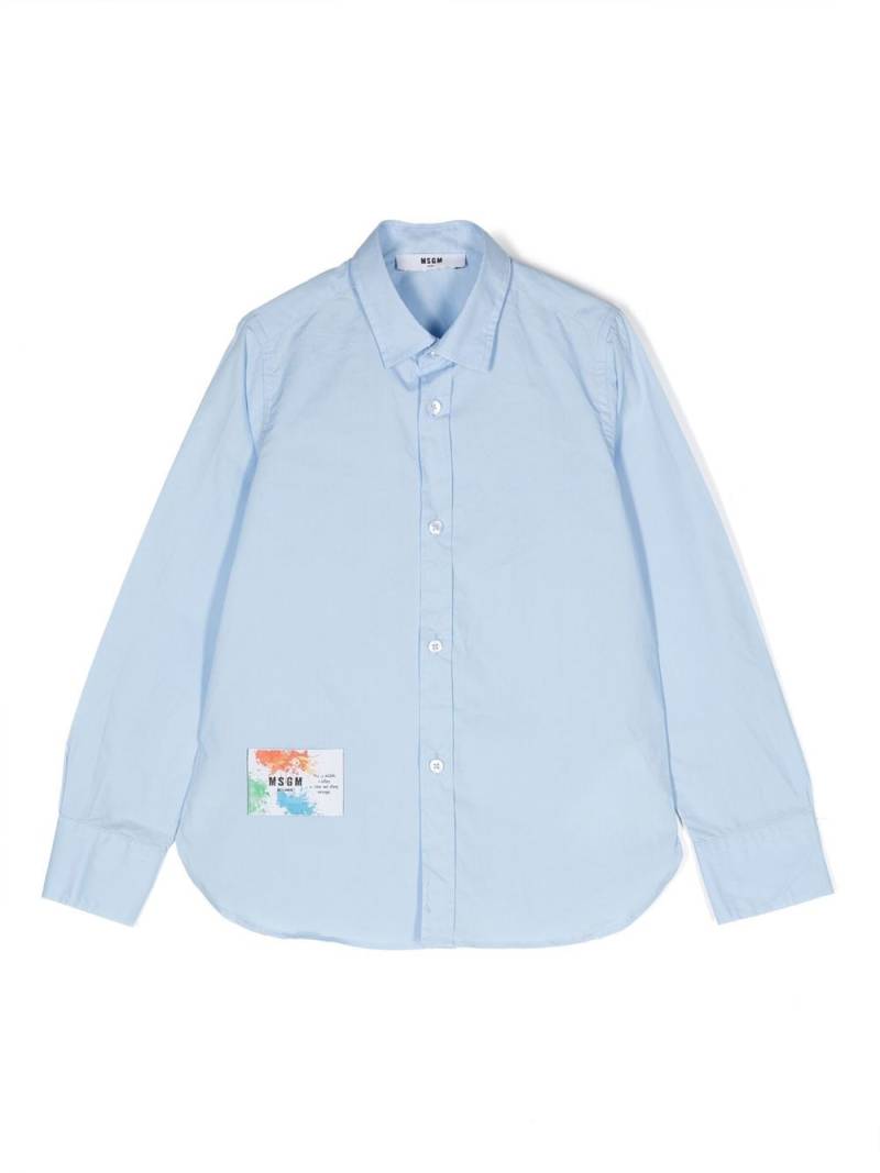 MSGM Kids Hemd mit Logo-Print - Blau von MSGM Kids