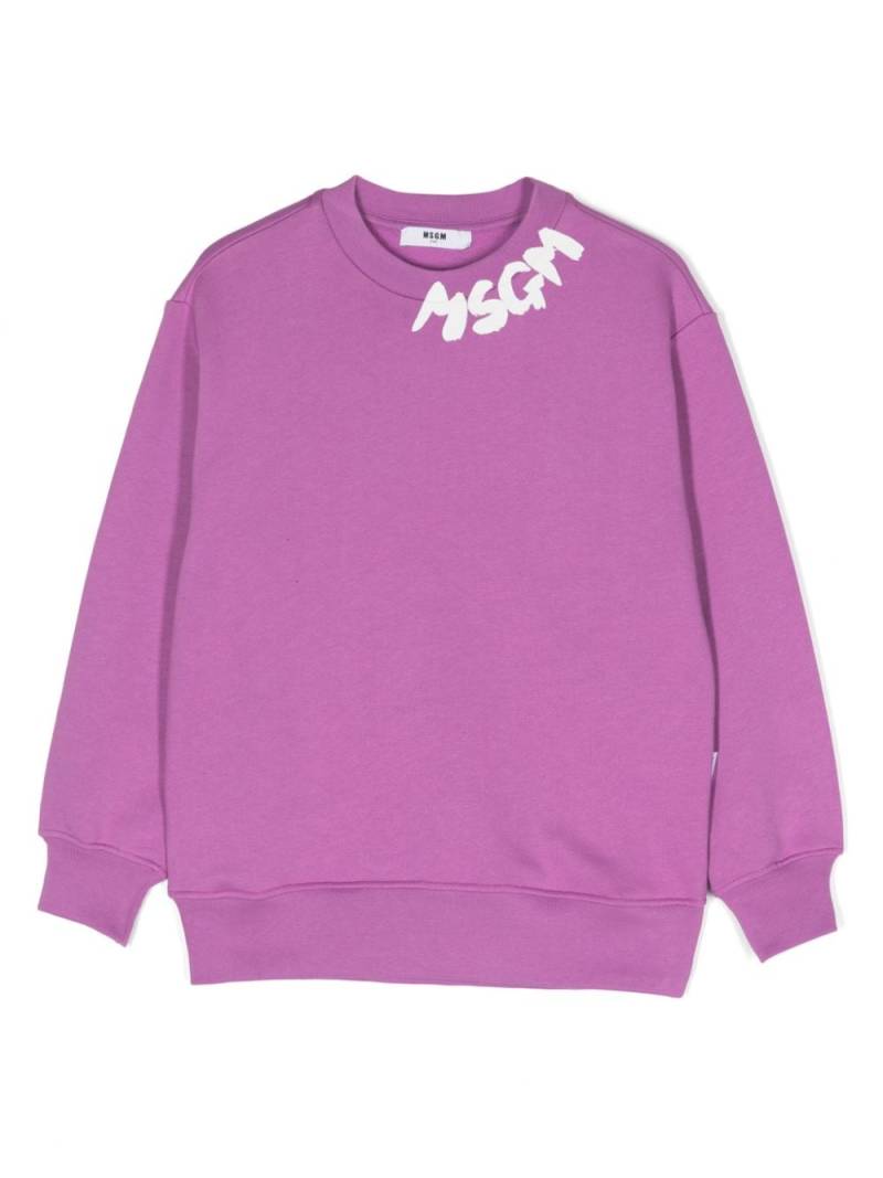 MSGM Kids Sweatshirt mit Logo-Print - Violett von MSGM Kids