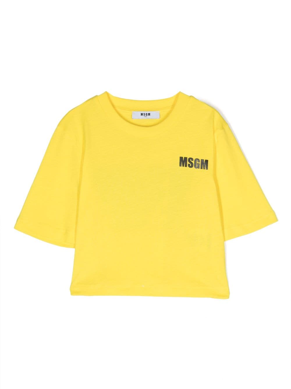 MSGM Kids Cropped-T-Shirt mit Logo-Print - Gelb von MSGM Kids