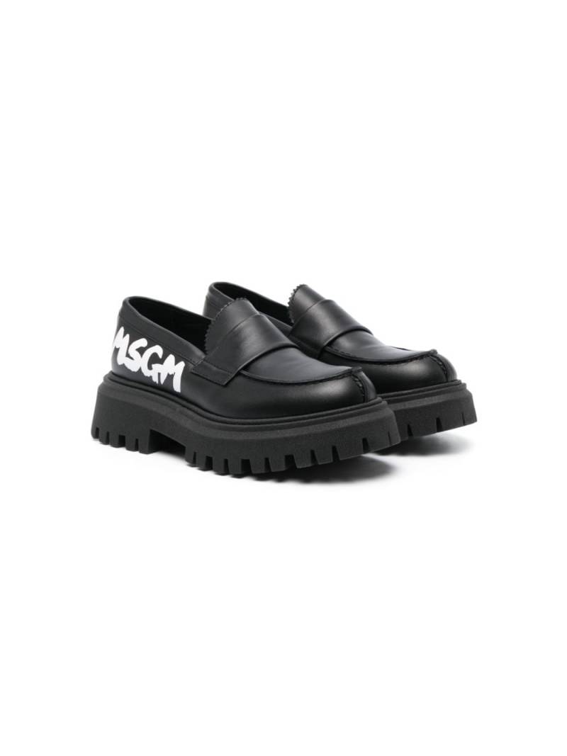 MSGM Kids Mokassins mit Logo-Print - Schwarz von MSGM Kids