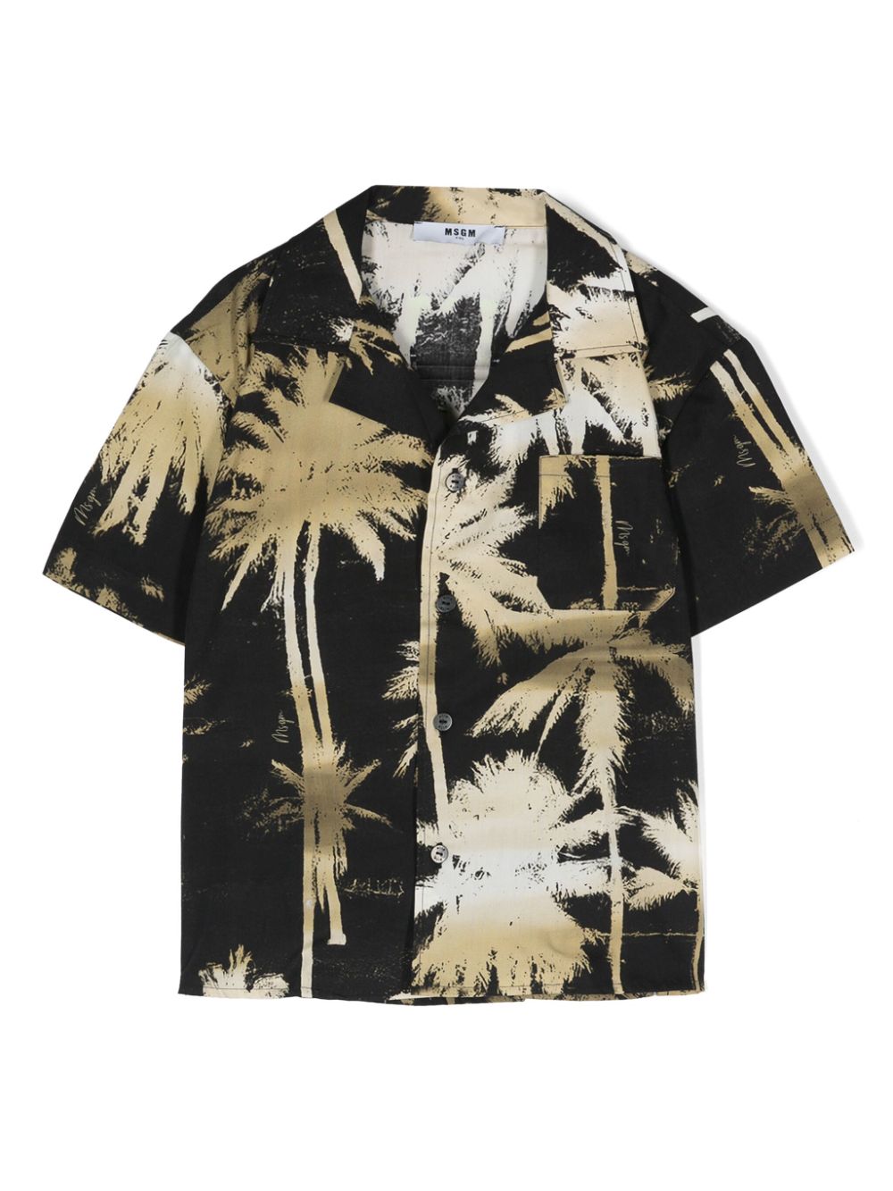 MSGM Kids Popeline-Hemd mit Palmen-Print - Schwarz von MSGM Kids