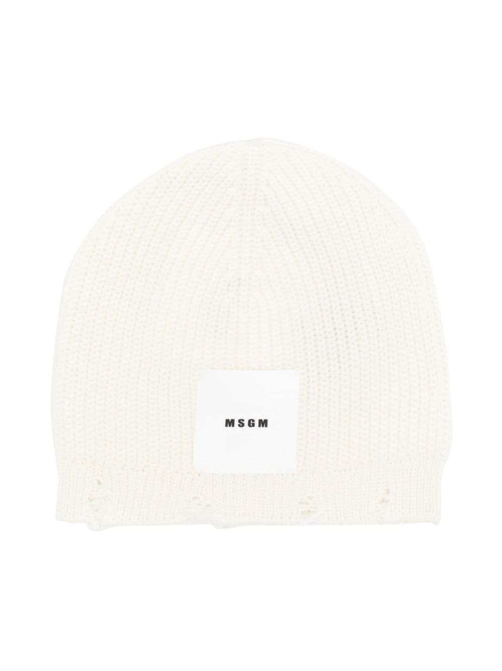 MSGM Kids Gerippte Beanie mit Logo - Weiß von MSGM Kids