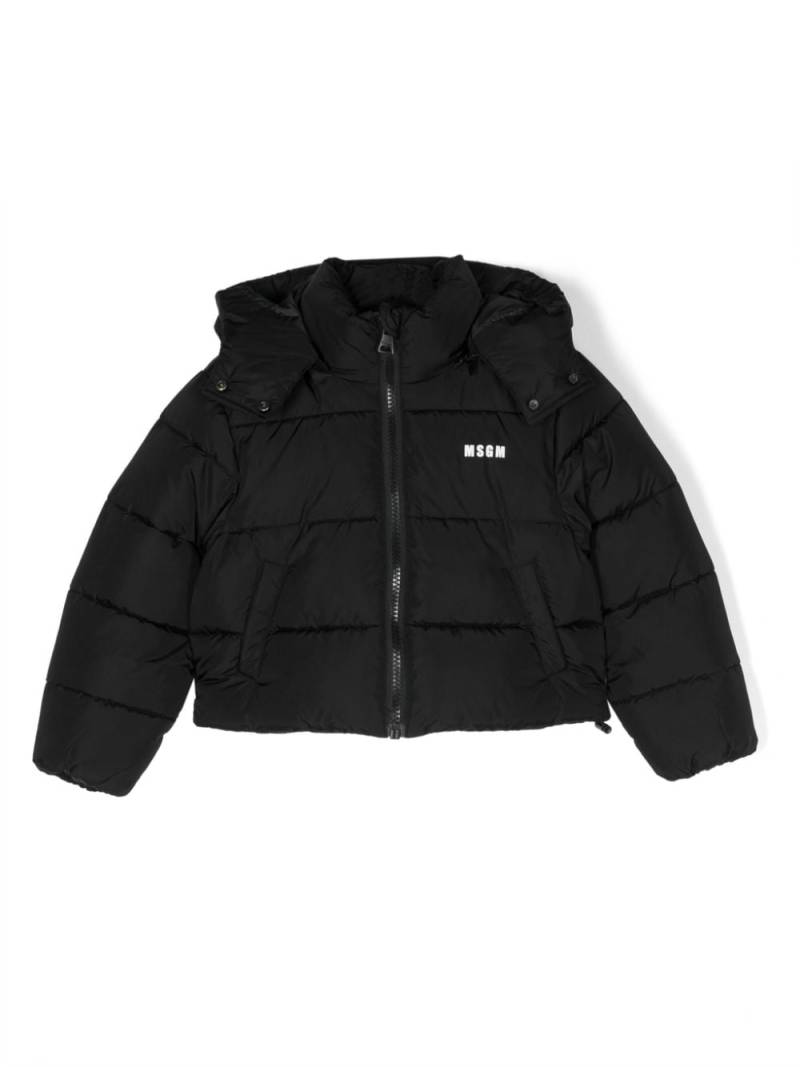 MSGM Kids Gefütterte Kapuzenjacke mit Sterndetail - Schwarz von MSGM Kids