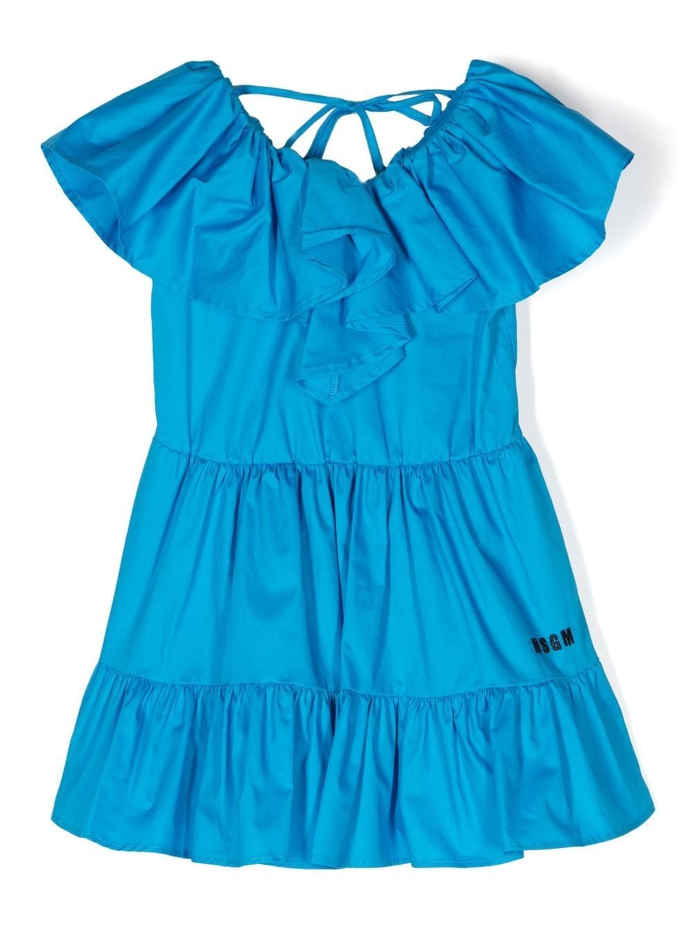 MSGM Kids Gestuftes Kleid mit Rüschenbesatz - Blau von MSGM Kids