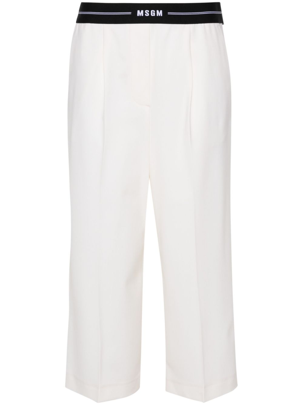 MSGM Cropped-Hose mit Logo-Bund - Weiß von MSGM