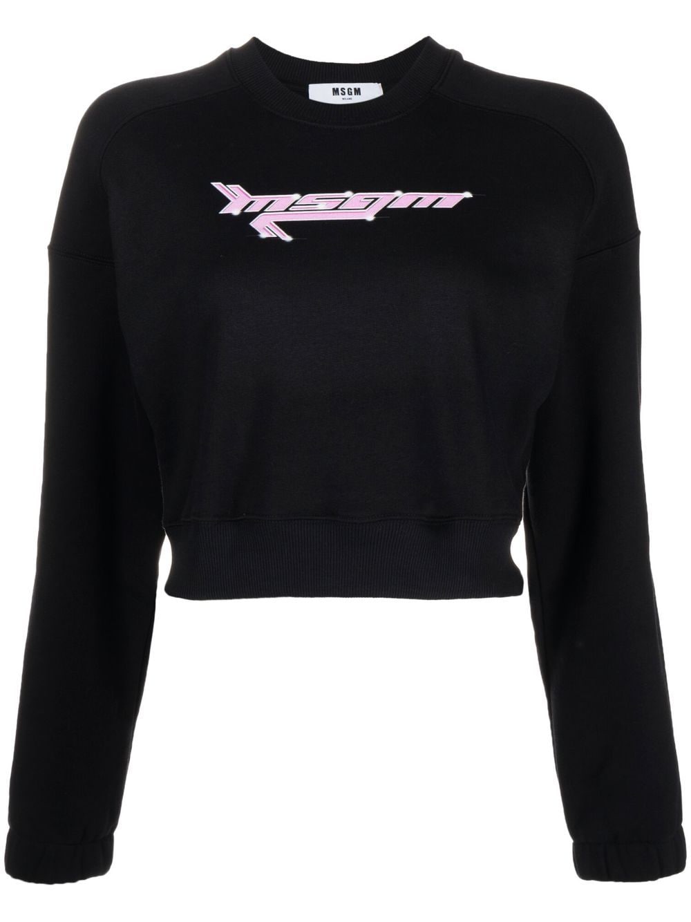 MSGM Cropped-Sweatshirt mit Logo-Print - Schwarz von MSGM