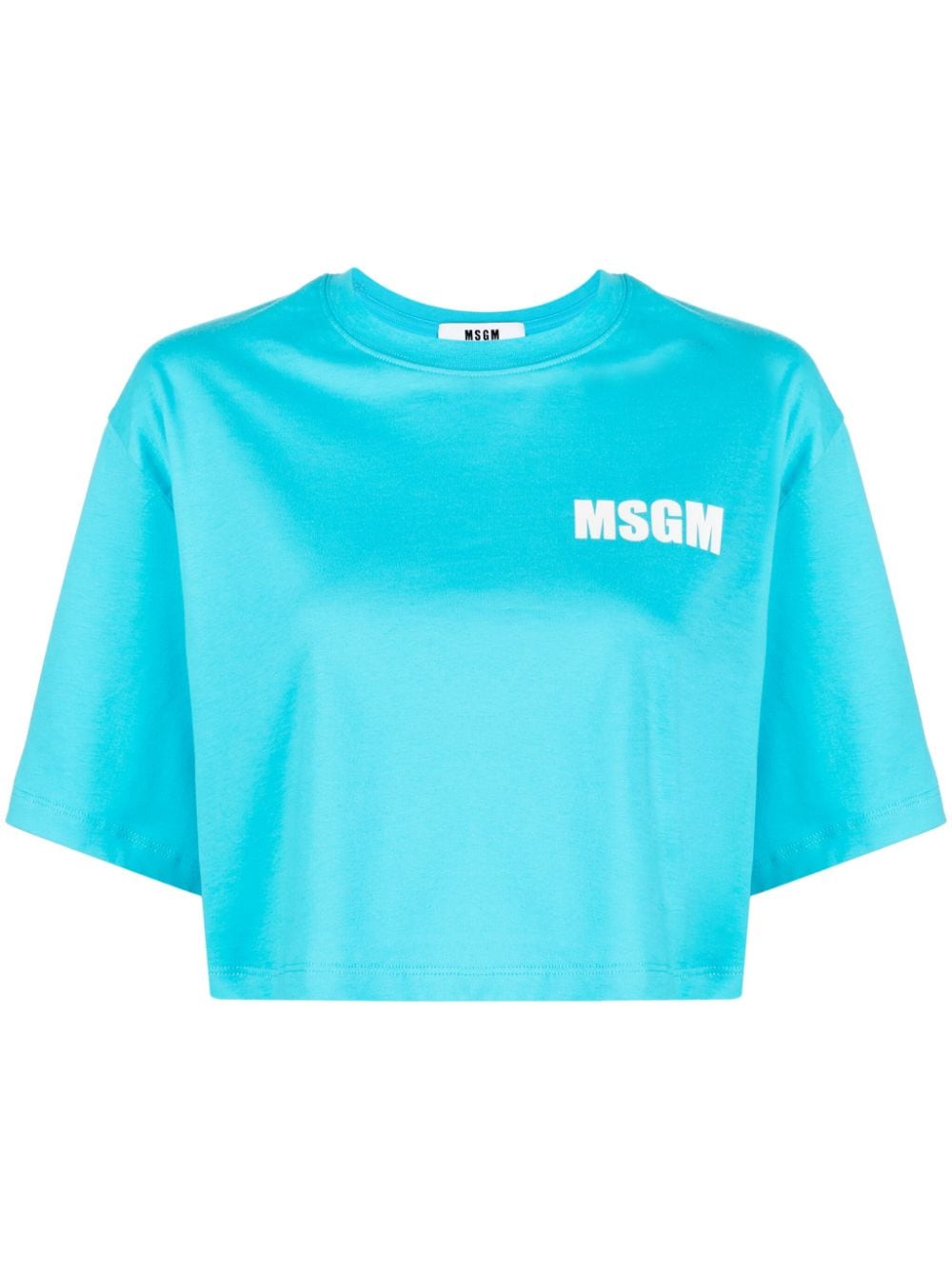 MSGM Cropped-T-Shirt mit Logo-Print - Blau von MSGM