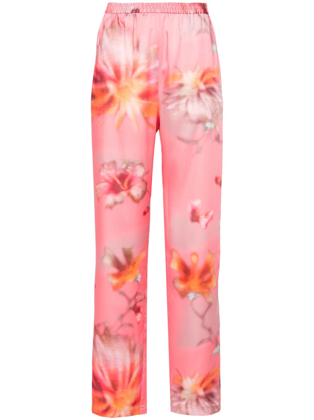 MSGM Gerade Hose mit Blumen-Print - Rosa von MSGM